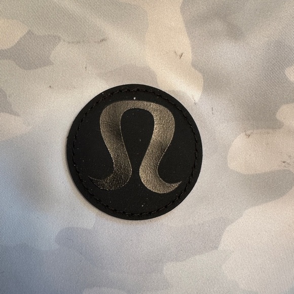 Lululemon‎ Light Gray Camo Backpack Black Logo Hardware Zip Front & Top 18”x16” main image 6